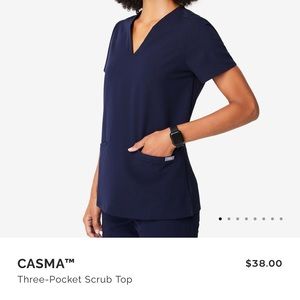 Figs Casma Scrub Top: Navy, Small